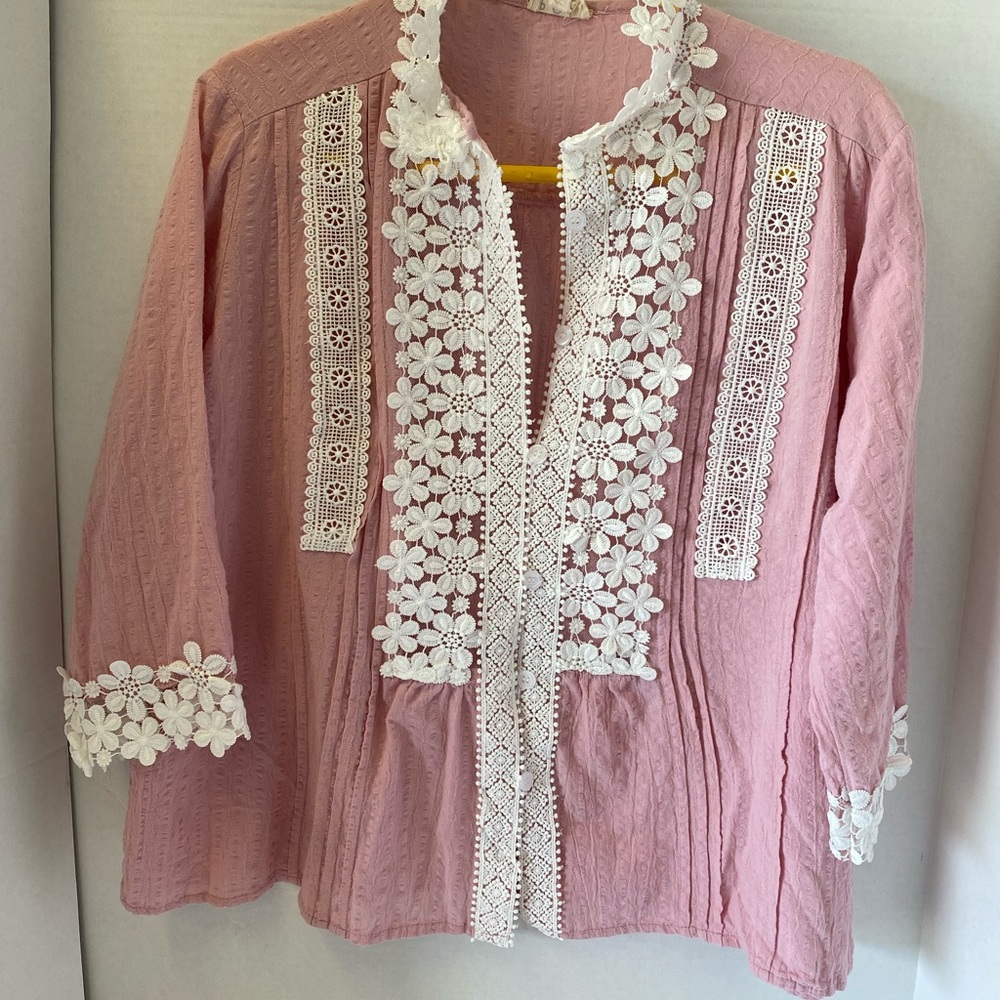 POL Pink Top with White Lace